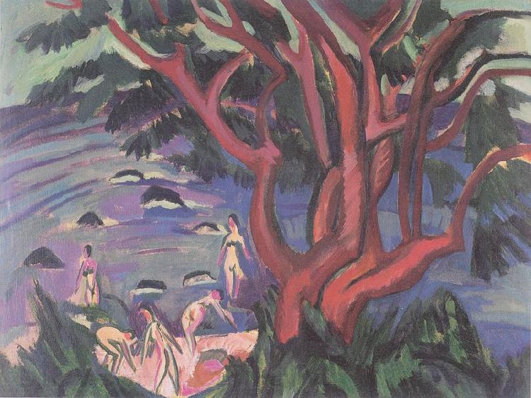 Ernst Ludwig Kirchner Roter Baum am Strand Norge oil painting art